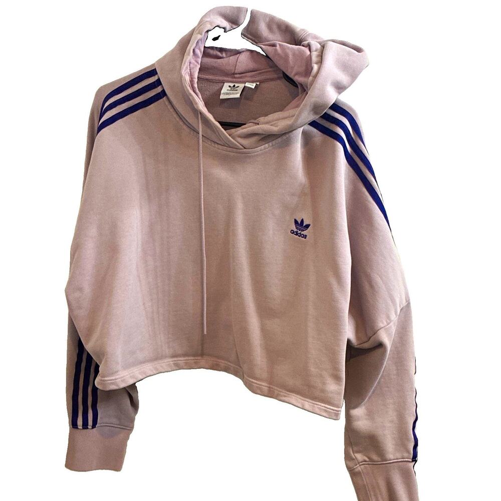 Adidas Originals Cropped Hoodie "Soft Vision" Purple Trefoil XL ED7556